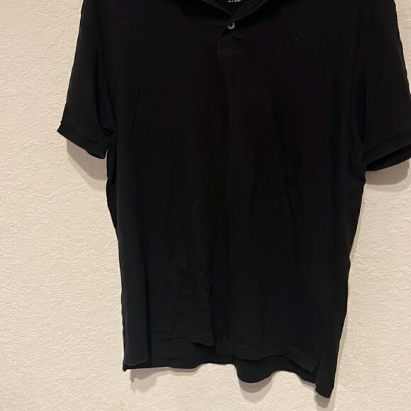 Solid Black Mens Collar Shirt - Size Large - Great Condition - 100% Cotton - Picture 3 of 4